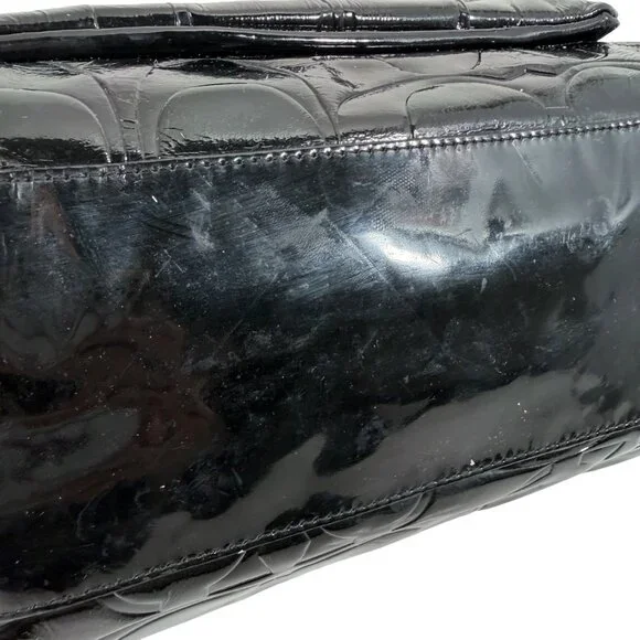 Coach Signature Leah Embossed Patent Leather Shoulder Tote Bag F14663 + Hang Tag - Picture 6 of 16